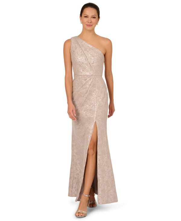 アドリアナ パペル レディース トップス ワンピース ワンショルダー Adrianna Papell Womens OneShoulder Jacquard Gown Marble