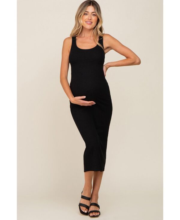 ピンクブラッシュ レディース トップス ワンピース リブ マタニティ マキシ Pinkblush Maternity Ribbed Basic Maxi Dress Black ブラック