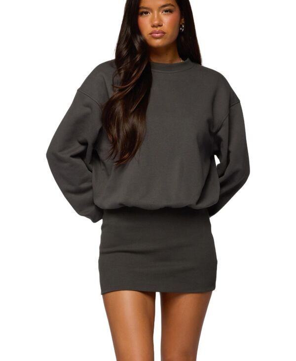 アディクテッド レディース アウター パーカー・スウェット ミニワンピース ミニ シャツ Edikted Womens Jannah Sweatshirt Mini Dress Darkgray グレ 17,736円