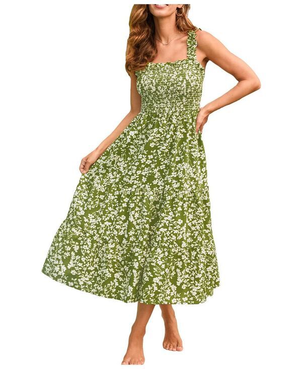 カップシー レディース トップス ワンピース Vネック シャーリング Cupshe Womens VNeck PullOn Smocked Beach Dress Lightpastel green