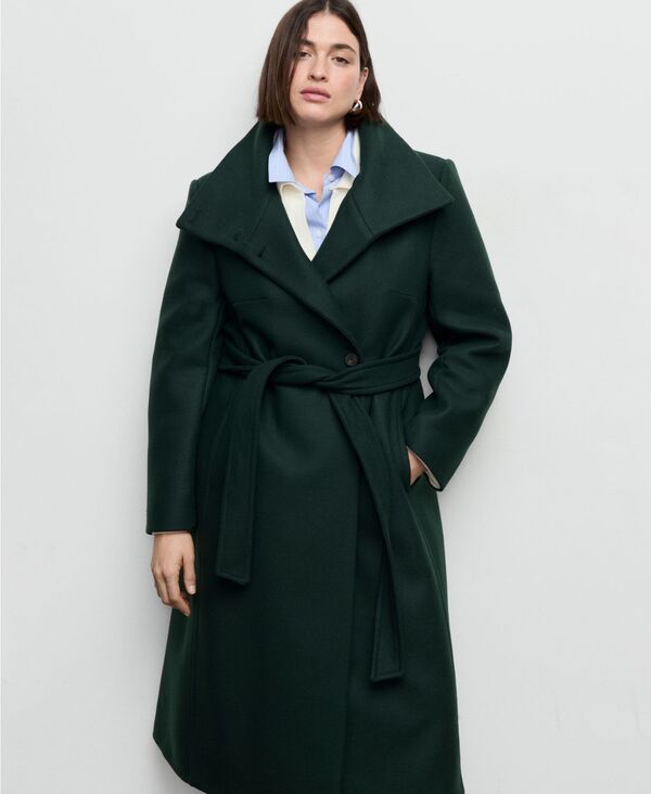 マンゴ レディース アウター コート ウール MANGO Womens Manteco Belted Wool Coat Green グリーン