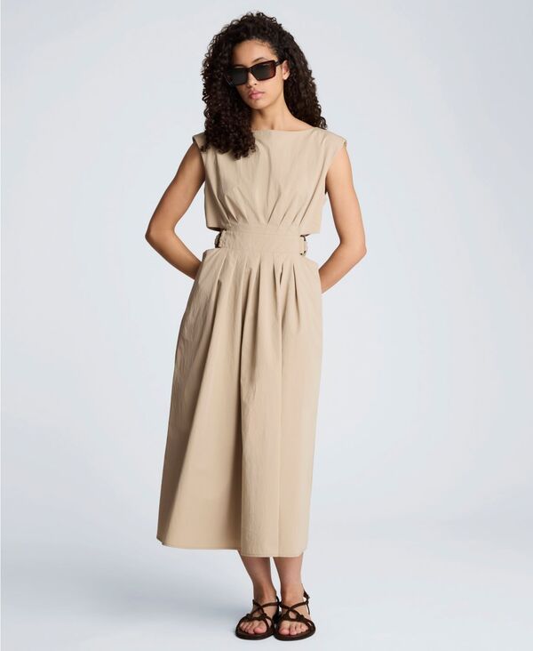 ケネスコール レディース トップス ワンピース ミディ ノースリーブ Kenneth Cole Womensleeveless Boat Neck Midi Dress Timeless Taupe
