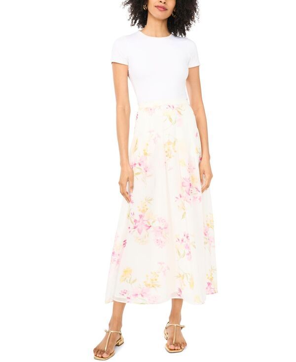 ヴィンスカムート レディース ボトムスカート ティアード シャーリング Vince Camuto Womens Tie red SmockedWaist Skirt Ultra White ホワイト