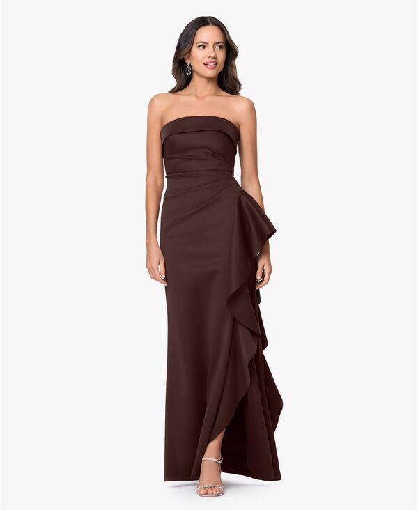 エスケープ レディース トップス ワンピーストラップレス XSCAPE Womens Long Strapless Dress Brown ブラウン