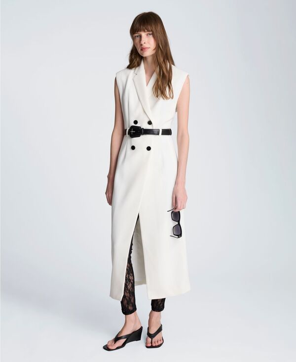 ケネスコール レディース トップス ワンピース ミディ Kenneth Cole Womens Modern Midi Trench Collaredress Natural white ホワイト