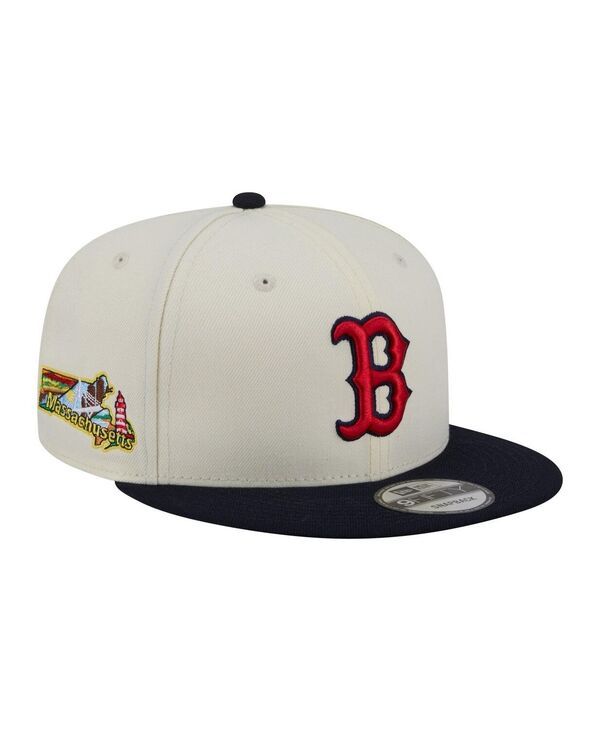 ニューエラ メンズ アクセサリー 帽子 New Era Mens CreamNavy Boston Red Sox Localized 9FIFTY Snapback Hat Cream Navy ク