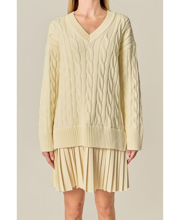 イングリッシュファクトリー レディース トップス ワンピース Vネック プリーツ ミニ English Factory Womens Mixed Media Pleated V Neck Mini D