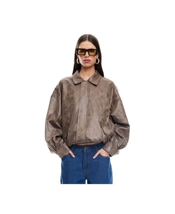 ライオネス レディース アウター ジャケット・ブルゾン オックスフォード Lioness Womens Kenny Oxford Colla red Bomber Jacket Chocolate チ