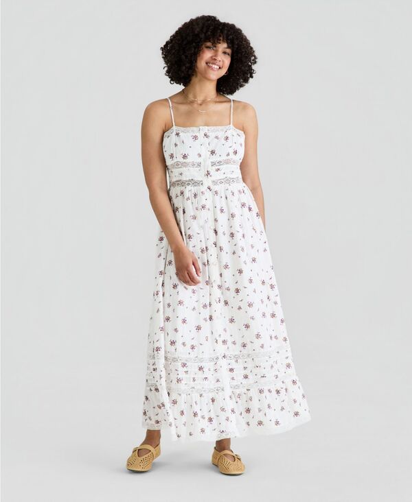 アンドノウディス レディース トップス ワンピース プリント ノースリーブ コットン マキシ And Now This Womens Printed Cotton Sleeveless Maxi Dr