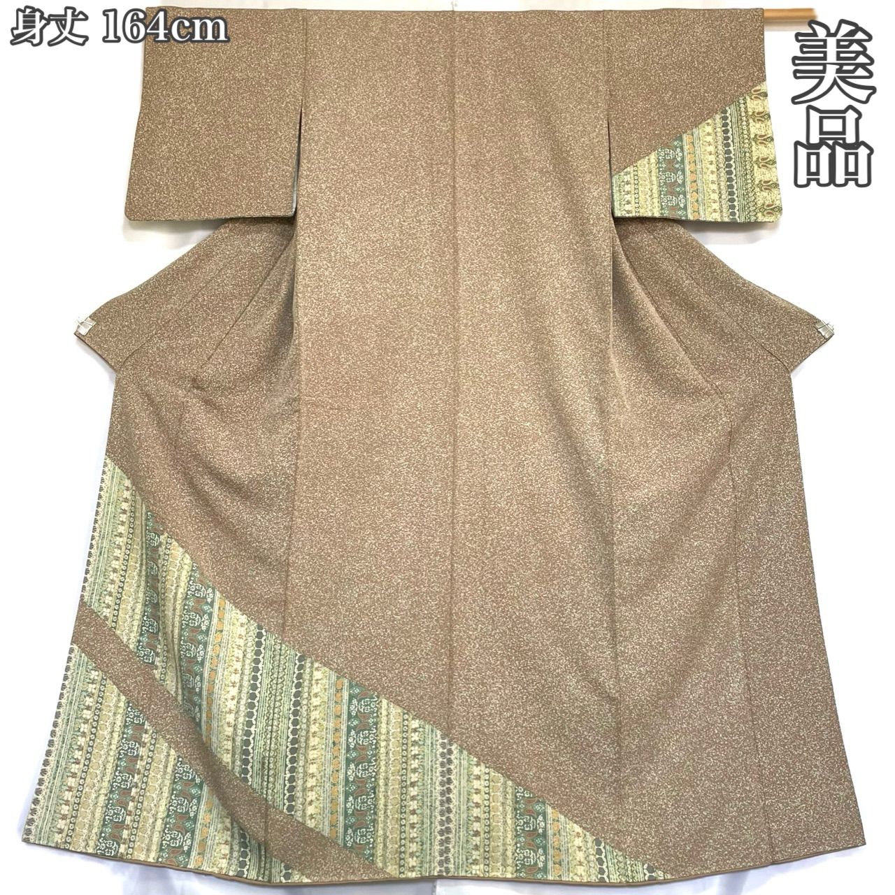 R057 美品 付け下げ 金彩加工 薪糊散らし 丹後ちりめん 手描き 正絹