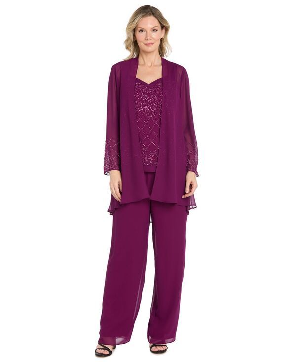 アールアンドエムリチャーズ レディース トップス タンクトップ ジョーゼット パンツ ジャケット R M Richards Womens Beaded Georgette PullOn Tank To
