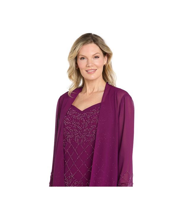 アールアンドエムリチャーズ レディース トップス タンクトップ ジョーゼット パンツ ジャケット R M Richards Womens Beaded Georgette PullOn Tank To