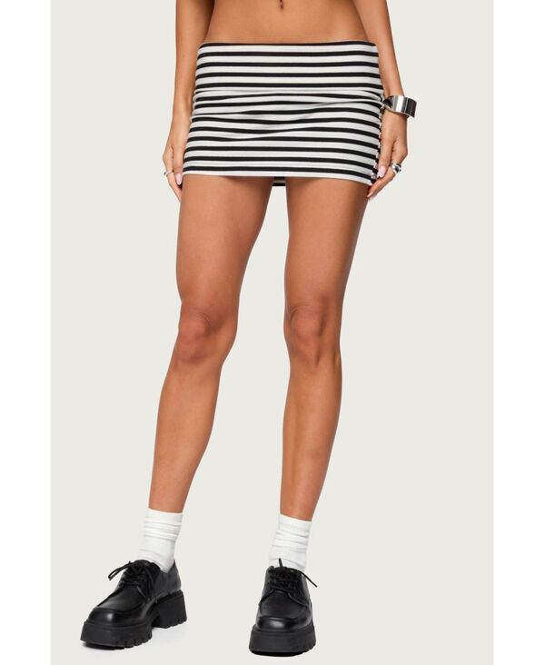 アディクテッド レディース ボトムスカート ミニ Edikted Womens Rylan Striped Fold Over Mini Skort Blackandwhite ホワイト
