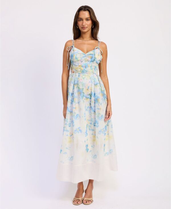 エン セゾン レディース トップス ワンピース ミディ ノースリーブ En Saison Womens Vivian Sleeveless Midi Dress Ivory Blue Yellow ア