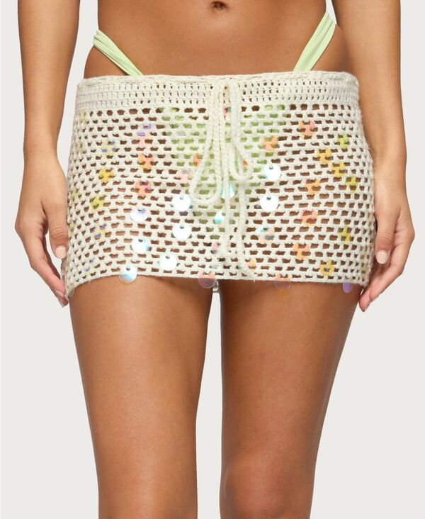 アディクテッド レディース ボトムスカート ミニ スパンコール Edikted Womens Kirah Sequin Crochet Mini Skirt Cream クリーム
