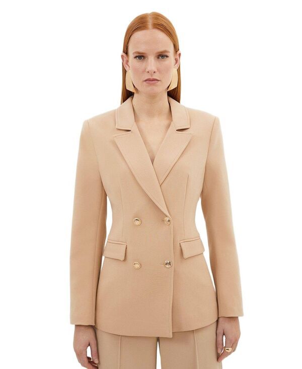 カレンミレン レディース アウター ジャケット・ブルゾン ブレザー Karen Millen Womens Tailoredoubled Breasted Blazer Camel キャメル