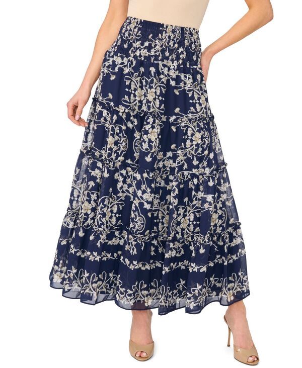 セセ レディース ボトムスカート ティアード マキシ CeCe Womens Tie red Smock Waist Maxi Skirt Classic Navy ネイビー