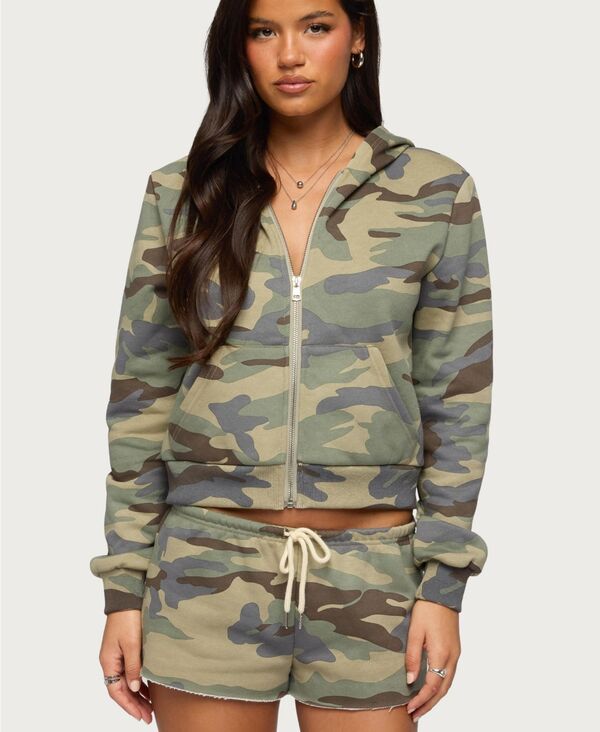 アディクテッド レディース アウター パーカー・スウェット Edikted Womens Lynette Zip Up Hoodie Olive オリーブ
