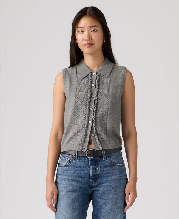 リーバイス レディース トップス ベスト フリル ミニ ノースリーブ Levis Premium Womensuper Soft Mini RuffleSleeveless Colla red Ves