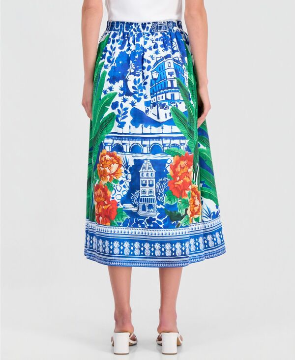 ティー・タハリ レディース ボトムスカート プリント ミディ Tahari Womens Printed PullOn Fla red Midi Skirt Bliss Garden ティー・タハリ レディース ボトムスカート プリント ミディ Tahari Womens Printed PullOn Fla red Midi Skirt Bliss Garden
