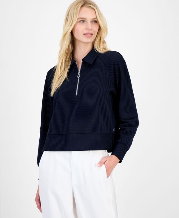 ノーティカ ジーンズ レディース アウター パーカー・スウェット ハーフジップ シャツ Nautica Jeans Nautica Womens Quarter Zip Ottoman Sweatsh