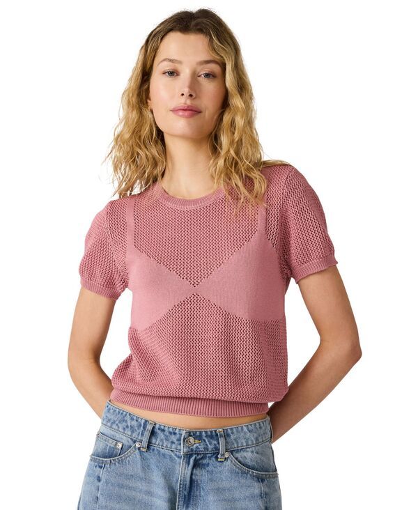 スティーブ マデン レディース アウター ニット・セーター クルーネック 半袖 Steve Madden Womens Blakelee Crewneck ShortSleeve Sweaterose