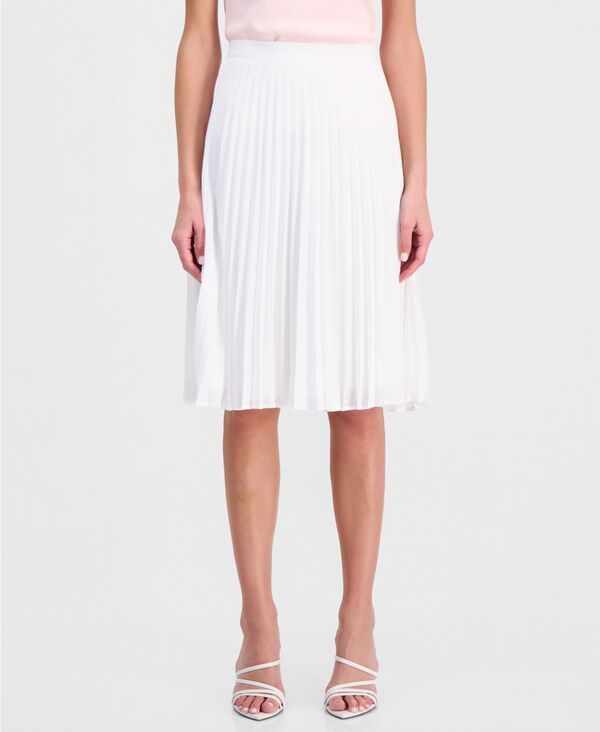 タハリエーエスエル レディース ボトムスカート シフォン プリーツ ミディ Tahari ASL WomensolidColor Pleated Chiffon Midi Skirt Ivory アイ