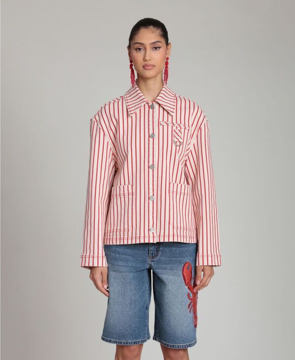 アヴェックレフィーユ レディース アウター ジャケット・ブルゾン 長袖 Avec Les Filles Womens Chore LongSleeve Jacket Creamred クリーム