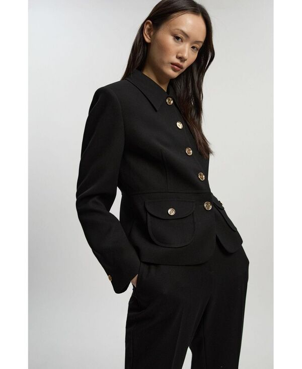 カレンミレン レディース アウター ジャケット・ブルゾン Karen Millen Womens Textu red Compact Stretch Tailo red Jacket Black ブラ