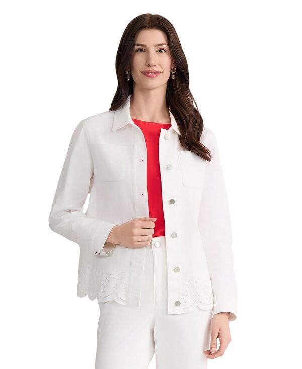 ジョーンズニューヨーク レディース アウター ジャケット・ブルゾン シャツ コットン Jones New York Womenstretch Cotton Eyelet Shirt Jacket So