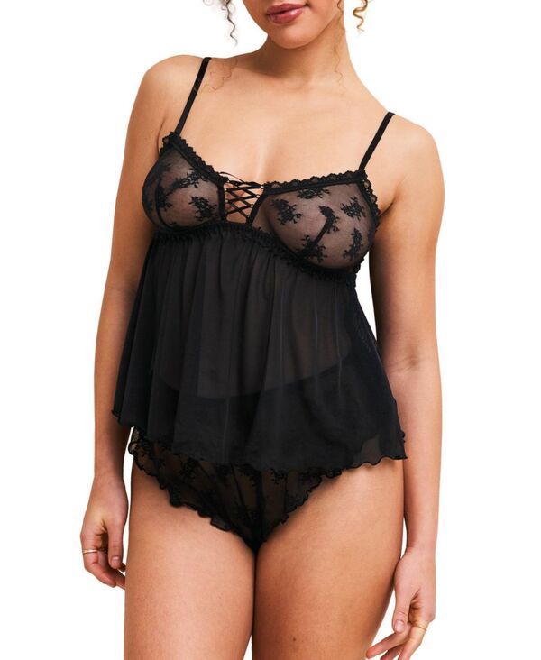 アドアミー レディース アンダーウェア ナイトウェア ショートパンツ Adore Me Womenseraphina Cami Flutter Shortset Lingerie Black ブラック