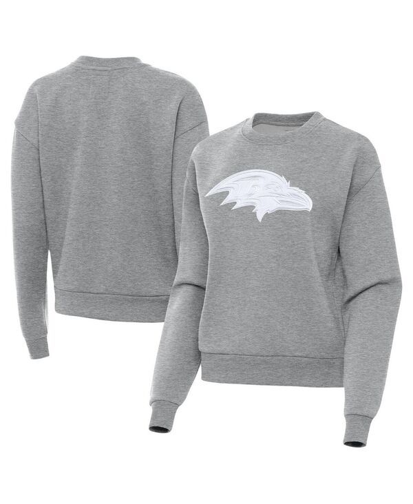 アンティグア レディース アウター パーカー・スウェット シャツ Antigua Womens Heather Gray Baltimore Ravens Victory Pullover Sweat