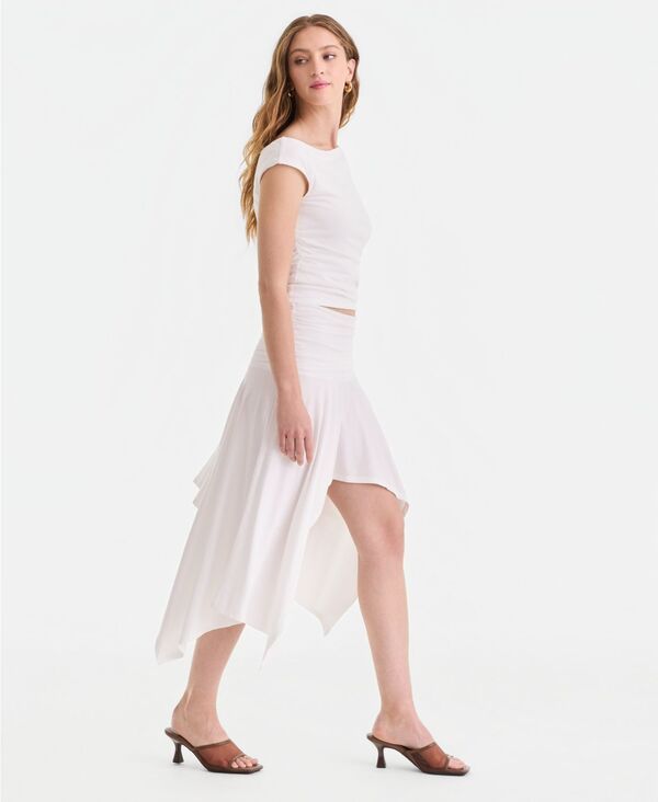 バースリー レディース ボトムスカート アシンメトリー ギャザー Bar III Womens Ruched Asymmetrical Skirt Bright White ホワイト