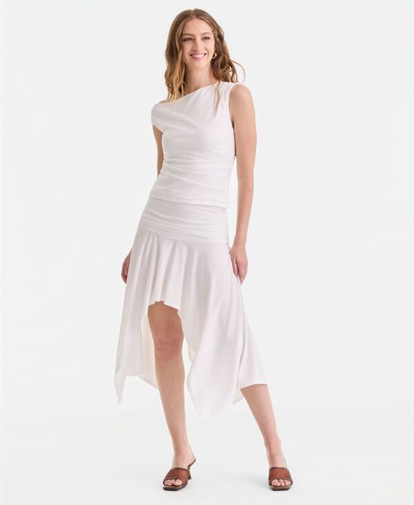 バースリー レディース ボトムスカート アシンメトリー ギャザー Bar III Womens Ruched Asymmetrical Skirt Bright White ホワイト