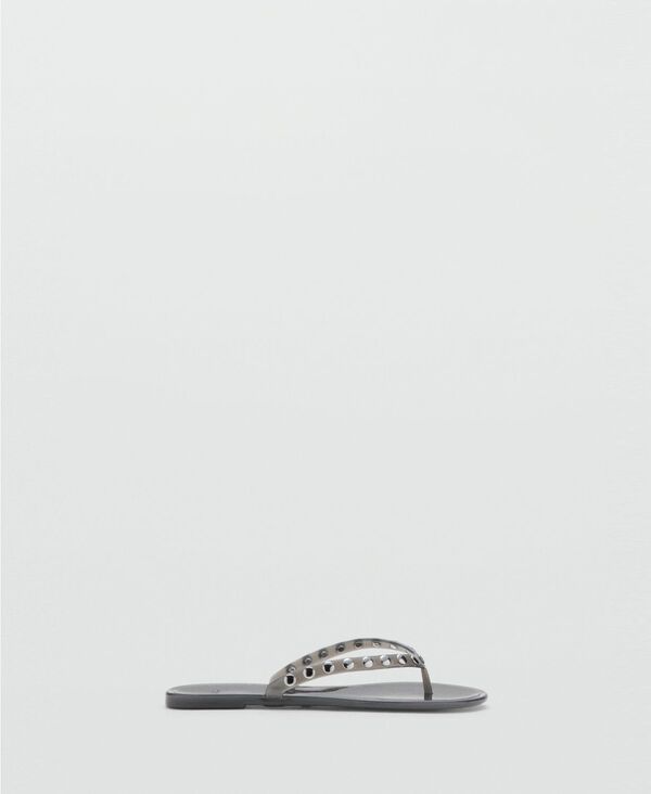 マンゴ レディース シューズ サンダル MANGO Womens Vinyl Strapstudded Sandals Gray グレー