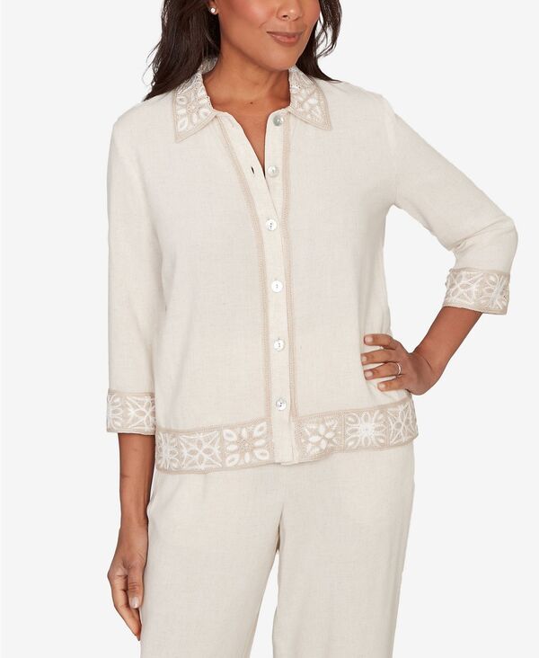 アルフレッド ダナー レディース アウター ジャケット・ブルゾン リネン Alfredunner Womens Natural Wonder Embellished Crochetrim Linen