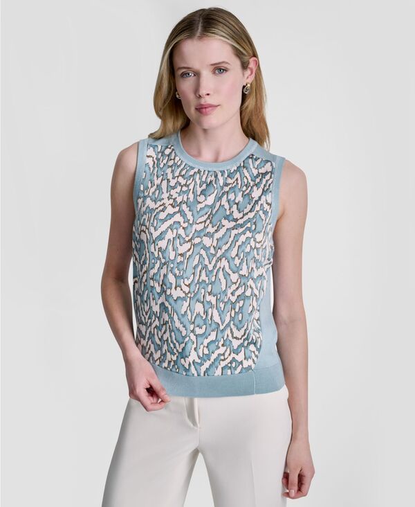 ダナ キャラン ニューヨーク レディース アウター ニット・セーター プリント ノースリーブ DKNY Womensleeveless Printed Sweater Cameo Blue Cocon