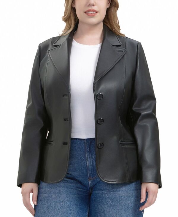 ビージーエスディー レディース アウター ジャケット・ブルゾン プラスサイズ ブレザー BGSD Plusize Norah Leather Blazer Jacket Black ブラック