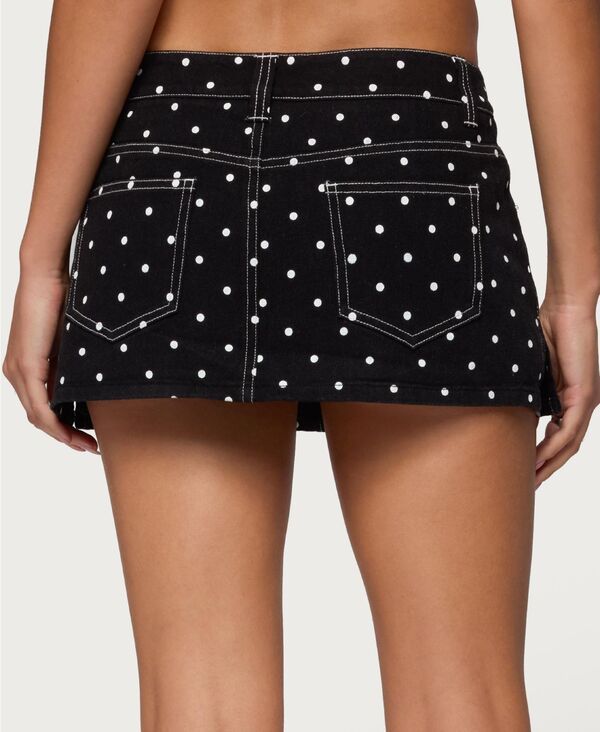 アディクテッド レディース ボトムスカート ドット柄 ドット ミニ デニム Edikted Womens Freada Polka Dot Denimini Skort Blackandwhite ホ