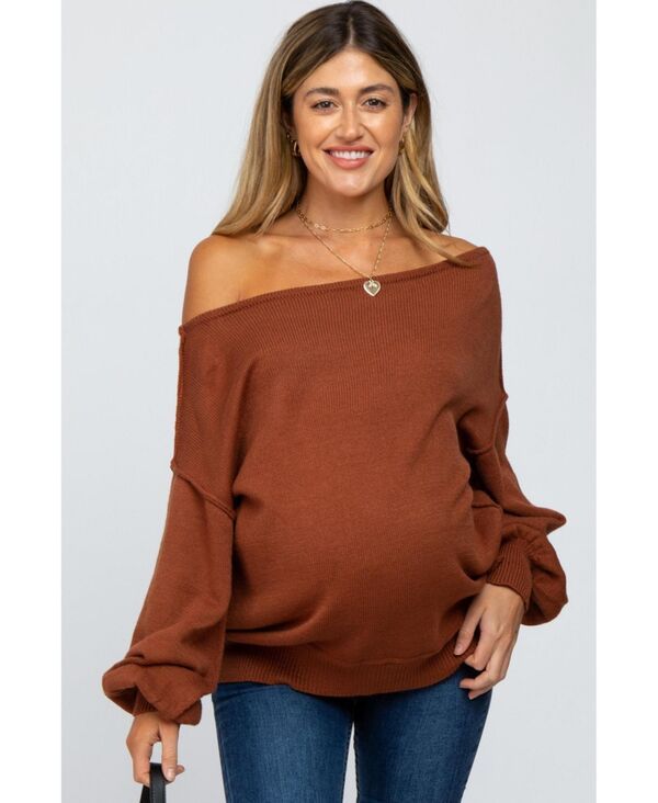 ピンクブラッシュ レディース アウター ニット・セーター マタニティ Pinkblush Maternity Camel Boat Neck Bubble Sleeve Sweater Camel キ