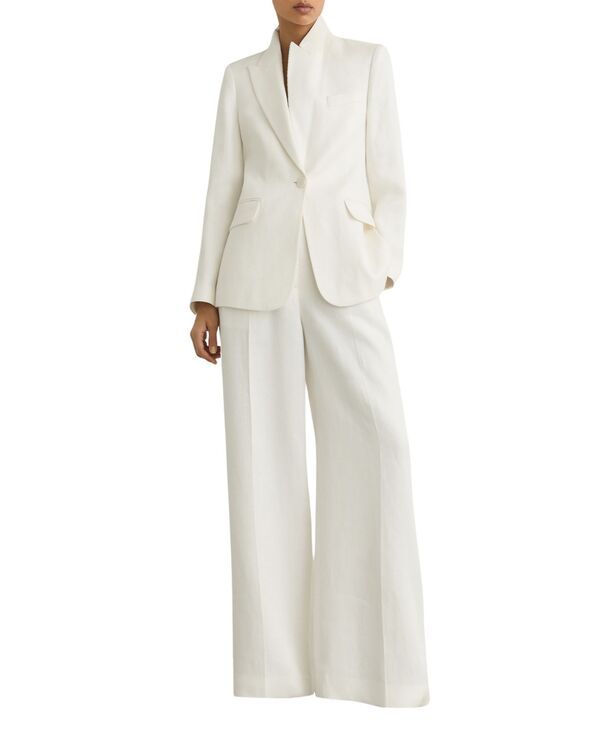レイス レディース アウター ジャケット・ブルゾン リネン REISS Womens LinenBlend SingleBreasted Suit Jacket White ホワイト