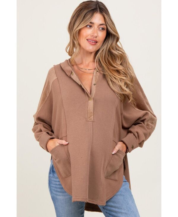 ピンクブラッシュ レディース アウター ニット・セーター コーデュロイ コントラスト マタニティ パーカー Pinkblush Maternity Mocha Corduroy Contrast Ov