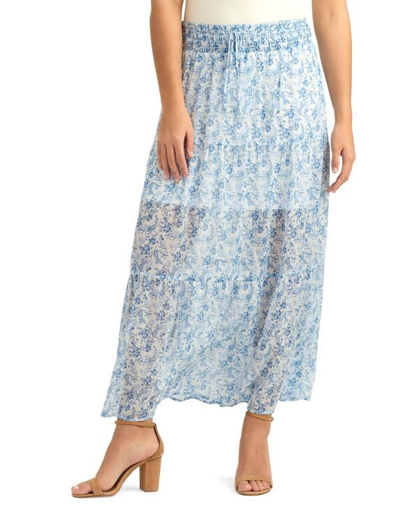 ビーシーエックス レディース ボトムスカート ティアード プリント マキシ BCX Juniors Yoryu Printed Tie red Maxi Skirt Pattern H