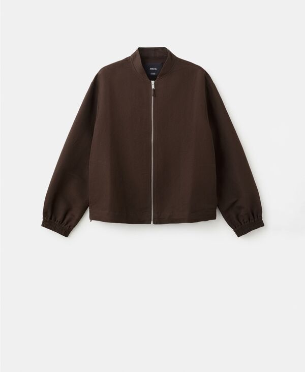 マンゴ レディース アウター ジャケット・ブルゾン リネン MANGO Womens Linen Bomber Jacket Chocolate チョコレート