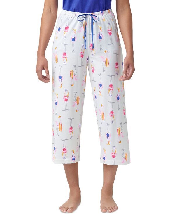 ヒュー レディース アンダーウェア ナイトウェア プリント パンツ キャップ Hue Womens Beach Flamingos Printed Capri Pajama Pants Egret