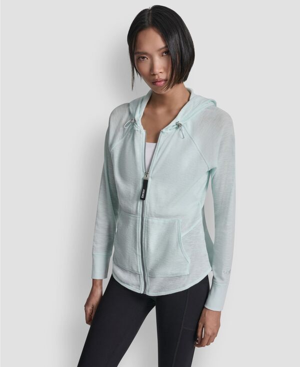 ダナ キャラン ニューヨーク レディース アウター コート DKNY Womens Lightweight Waffle ZipFront Clear Mint ミント