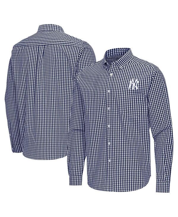 アンティグア メンズ トップス シャツ ダウン Antigua Mens Navy New York Yankees Ellis Woven TriBlend ButtonDown Shirt Nav