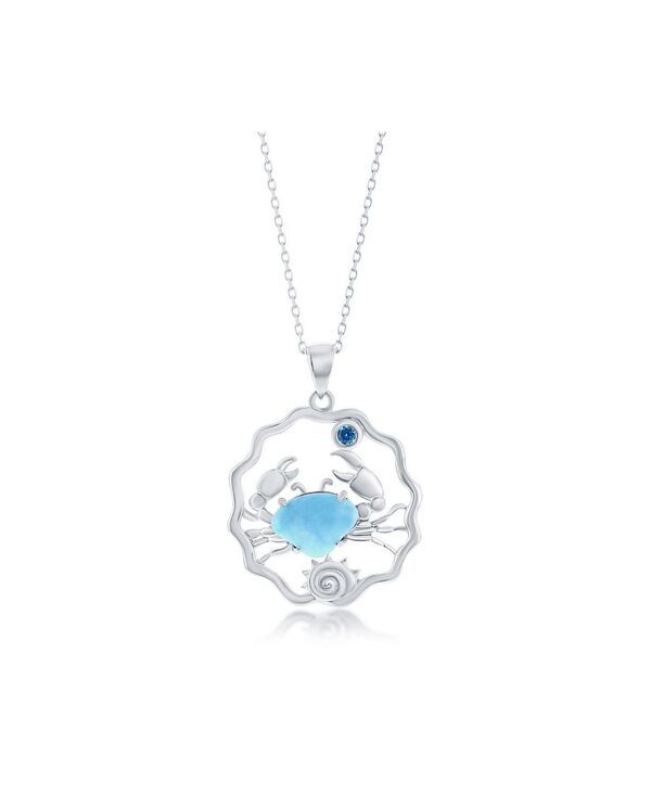 カリビアントレジャーズ レディース アクセサリー ネックレス・チョーカー・ペンダントトップ レース Caribbean Treasuresterling Silver Larimar Crab Blu