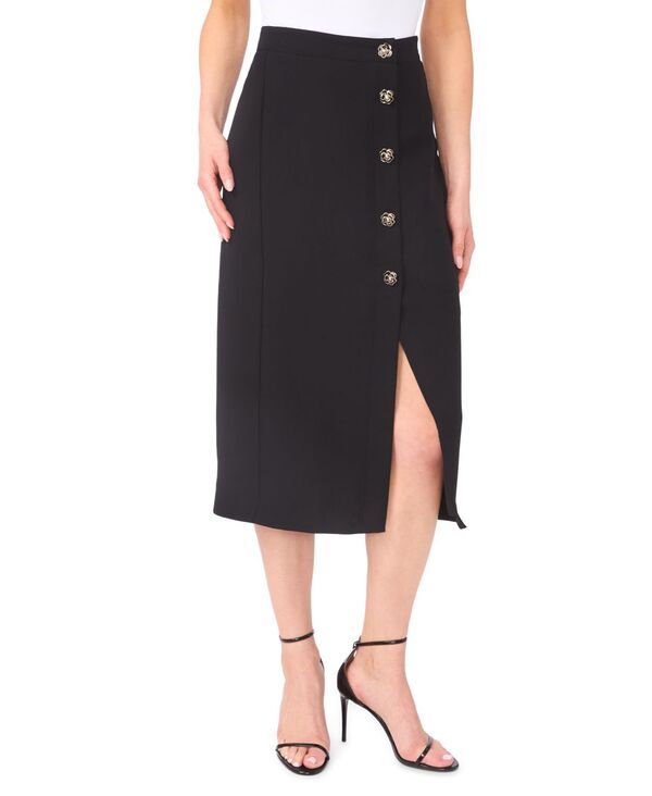 セセ レディース ボトムスカート ミディ CeCe Womens Waterfall Button Detail Midi Skirt Rich Black ブラック