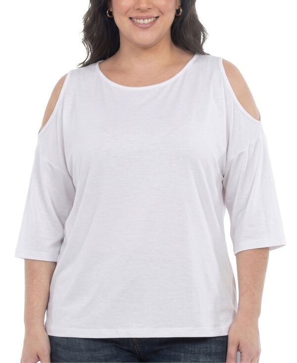 ホワイトマーク レディース アウター パーカー・スウェット プラスサイズ White Mark Plusize Casual Cold Shoulder Pullover Top Off White